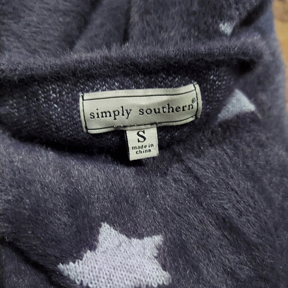 Simply Southern Star Print Fuzzy Open Front Cardigan Sweater - Picture 4 of 5